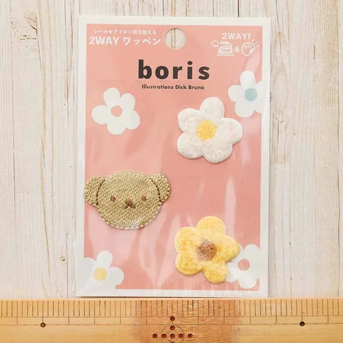 2way接着ワッペン boris ボリスとお花